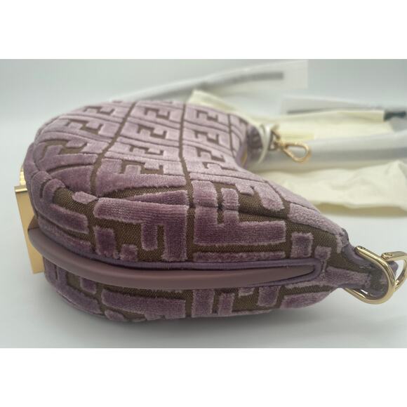 NEW FENDI FENDIGRAPHY MINI VELVET FF SHOULDER CROSSBODY BAG PURSE AUTHENTIC NWT! - Picture 7 of 16